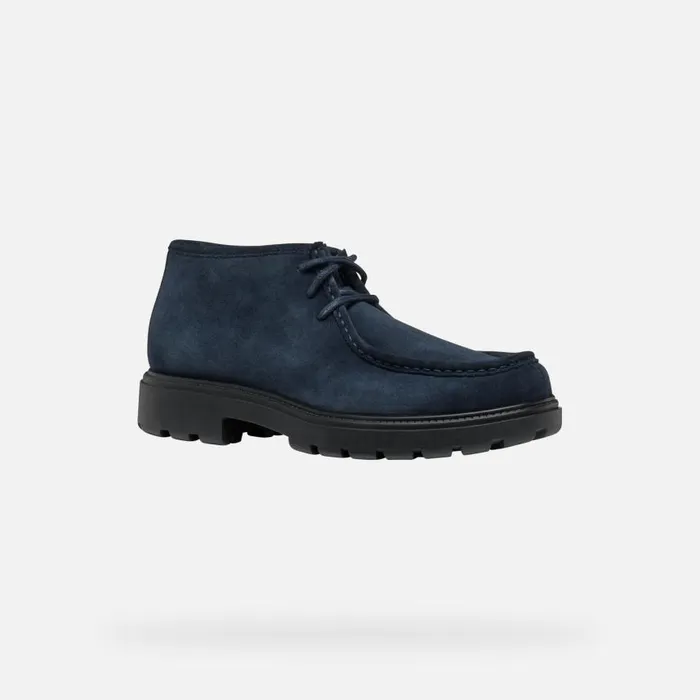 Man Geox Casual Shoes SPHERICA EC7 MAN Navy Suede Shoes Navy