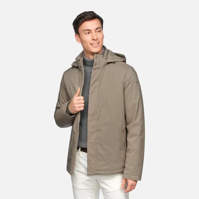 Man Geox Down Jackets AURELIO MAN Fallen Rock Short Down Jacket Fallen Rock