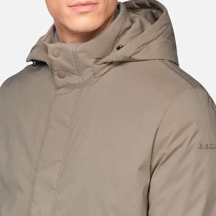 Man Geox Down Jackets AURELIO MAN Fallen Rock Short Down Jacket Fallen Rock