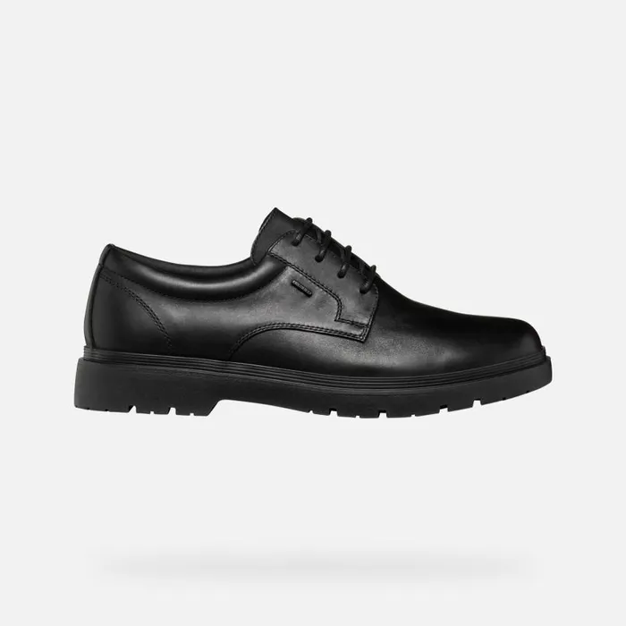 Man Geox Formal Shoes SPHERICA EC1 ABX MAN Black Leather Shoes Black