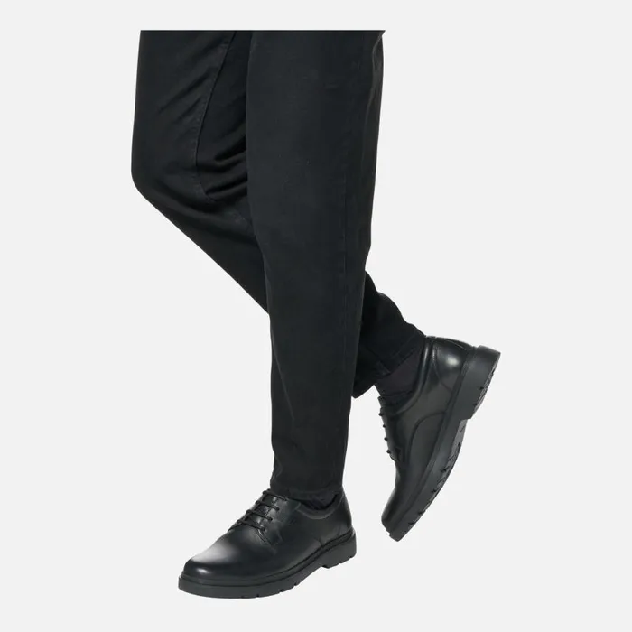 Man Geox Formal Shoes SPHERICA EC1 ABX MAN Black Leather Shoes Black