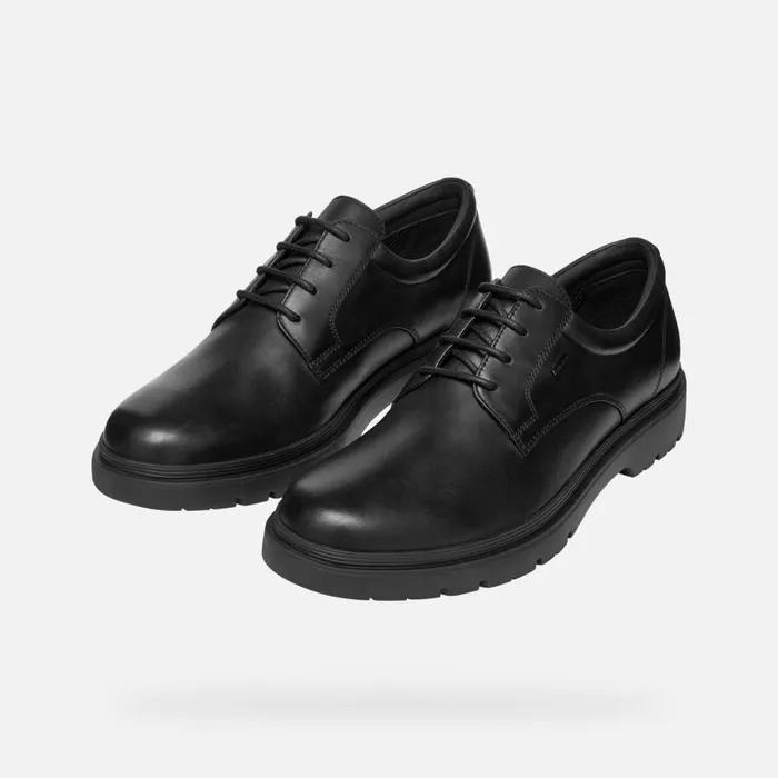 Man Geox Formal Shoes SPHERICA EC1 ABX MAN Black Leather Shoes Black