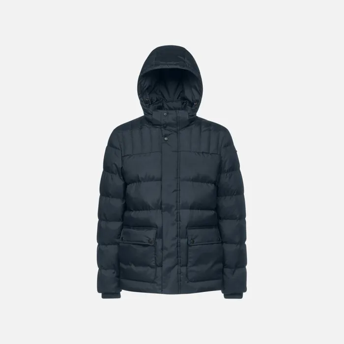 Man Geox Jackets SANDFORD MAN Sky CaptainDress Blues Quilted Jacket Sky Captaindress Blues