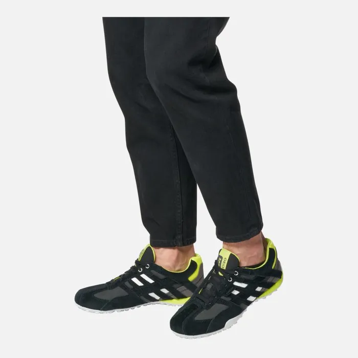 Man Geox Sneakers SNAKE MAN BlackFluo Yellow Low Top Sneakers Blackfluo Yellow