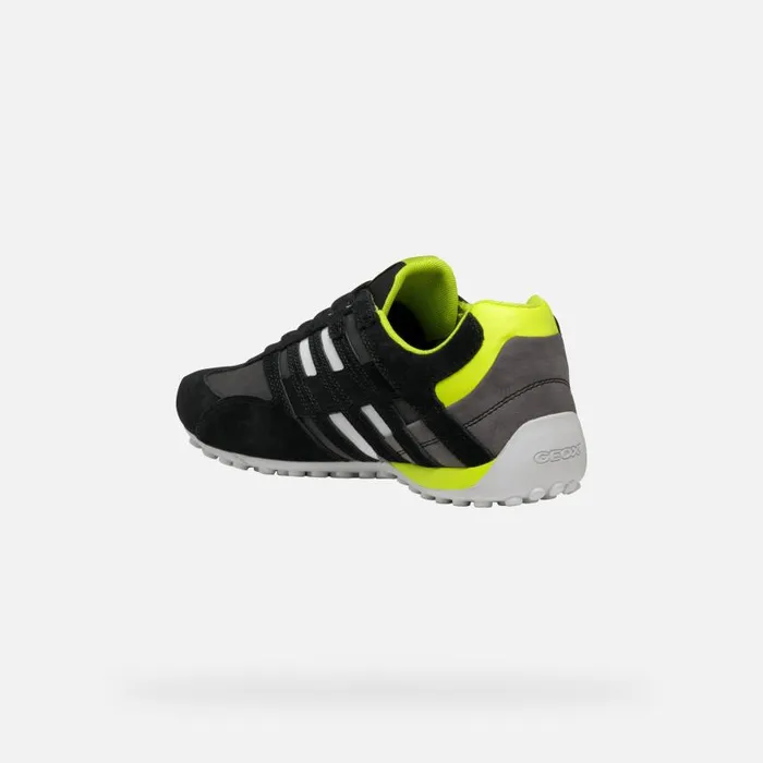 Man Geox Sneakers SNAKE MAN BlackFluo Yellow Low Top Sneakers Blackfluo Yellow