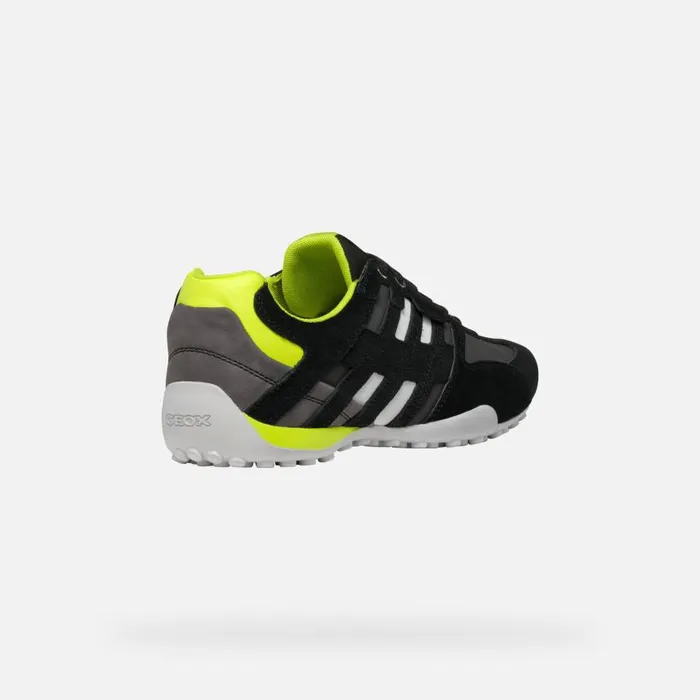 Man Geox Sneakers SNAKE MAN BlackFluo Yellow Low Top Sneakers Blackfluo Yellow