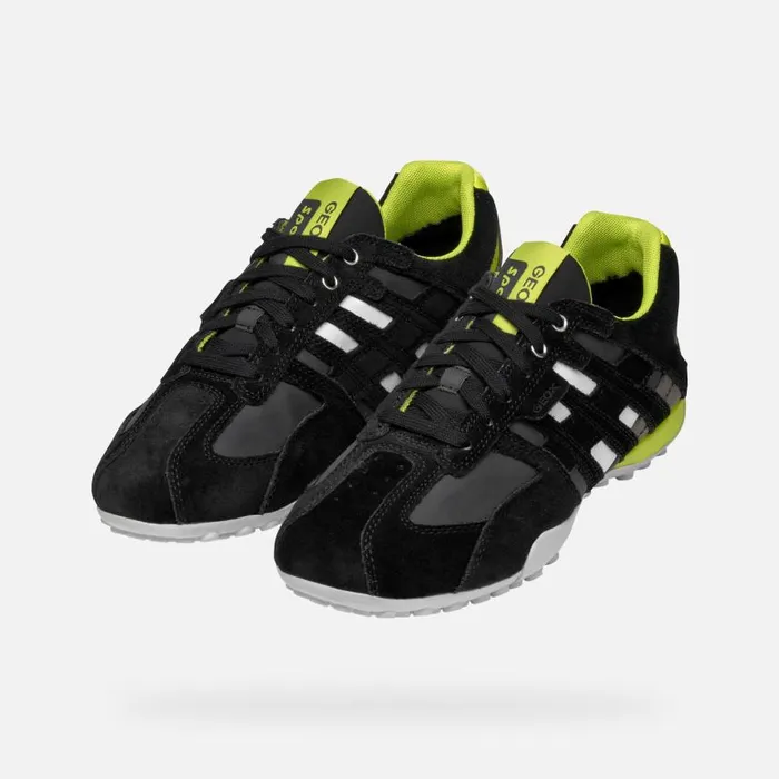 Man Geox Sneakers SNAKE MAN BlackFluo Yellow Low Top Sneakers Blackfluo Yellow