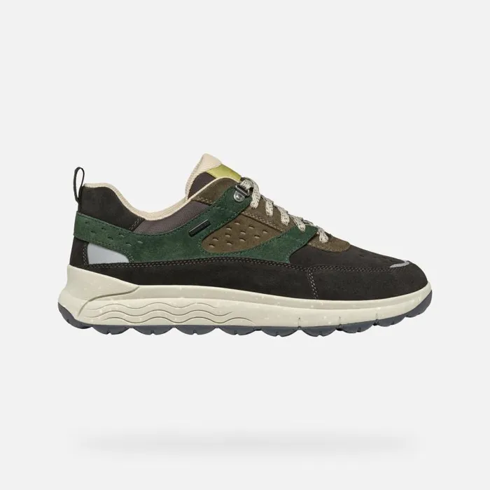 Man Geox Sneakers SPHERICA 4X4 ABX MAN Dark CoffeeDark Green Waterproof Trainers Dark Coffeedark Green