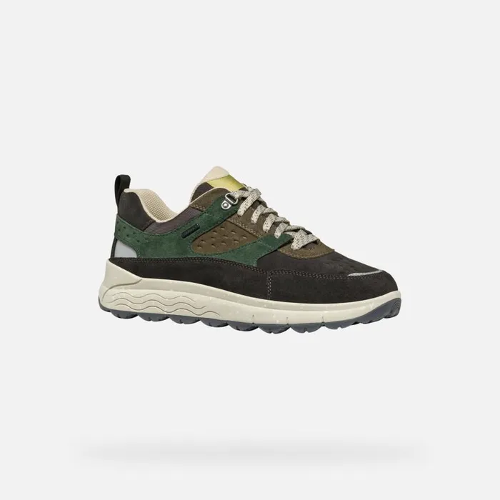 Man Geox Sneakers SPHERICA 4X4 ABX MAN Dark CoffeeDark Green Waterproof Trainers Dark Coffeedark Green