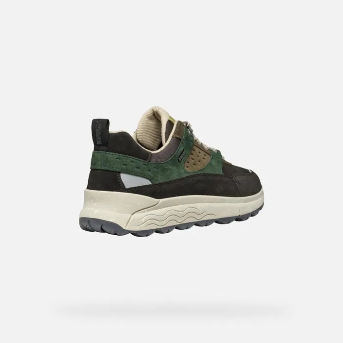 Man Geox Sneakers SPHERICA 4X4 ABX MAN Dark CoffeeDark Green Waterproof Trainers Dark Coffeedark Green