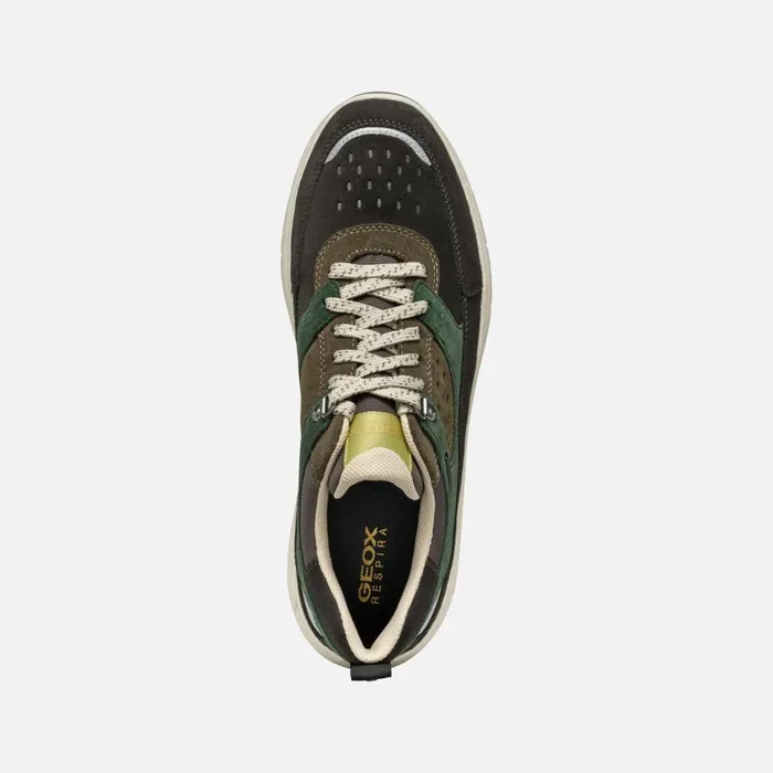 Man Geox Sneakers SPHERICA 4X4 ABX MAN Dark CoffeeDark Green Waterproof Trainers Dark Coffeedark Green