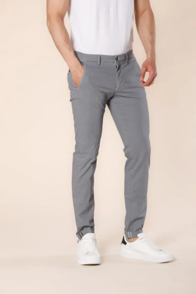 Man Torino Style Chino Pants In Cotton And Tencel With Microstripes Print Slim Mason039s Pants