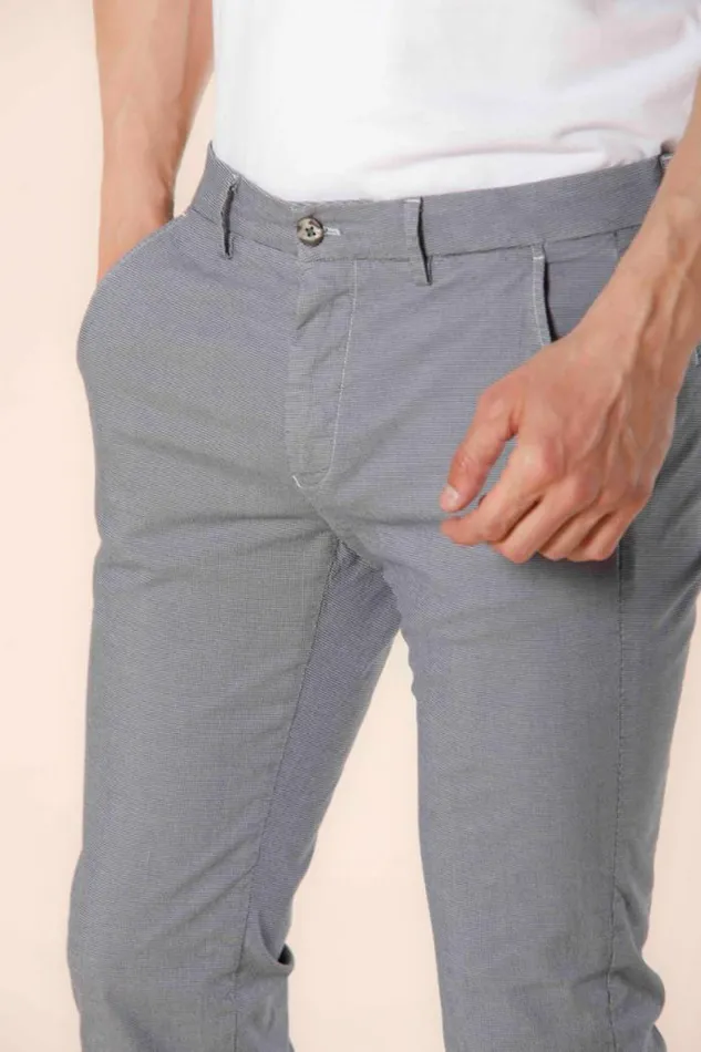 Man Torino Style Chino Pants In Cotton And Tencel With Microstripes Print Slim Mason039s Pants