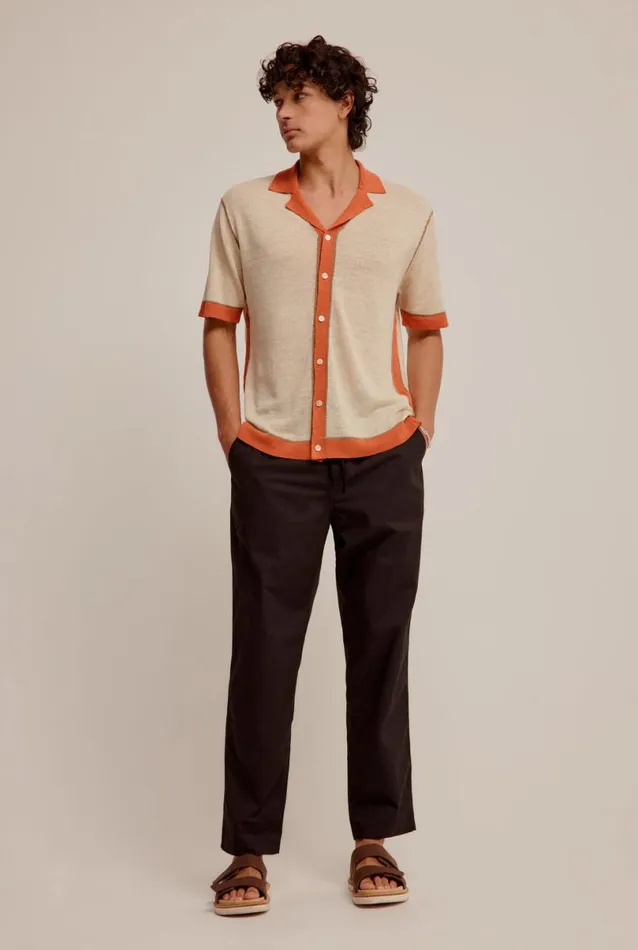 Man Venroy Knitwear Knitted Cotton Short Sleeve Shirt