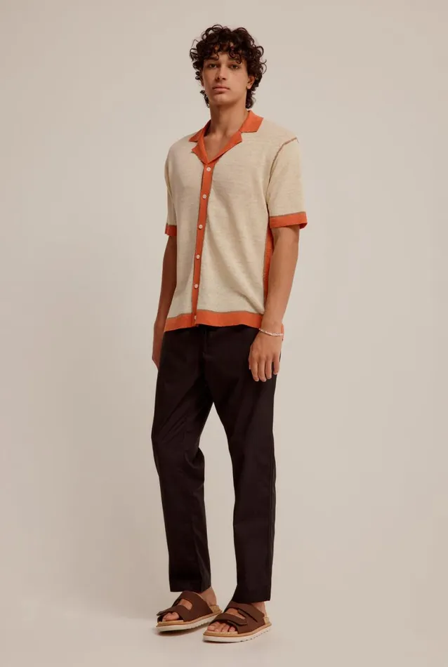 Man Venroy Knitwear Knitted Cotton Short Sleeve Shirt