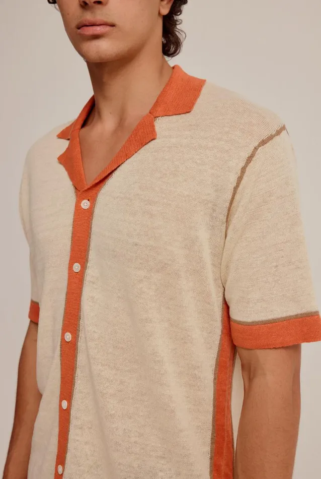 Man Venroy Knitwear Knitted Cotton Short Sleeve Shirt
