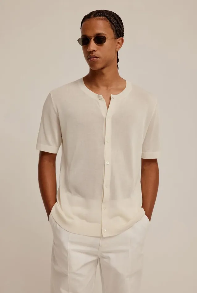 Man Venroy Knitwear Knitted Silk Short Sleeve Shirt