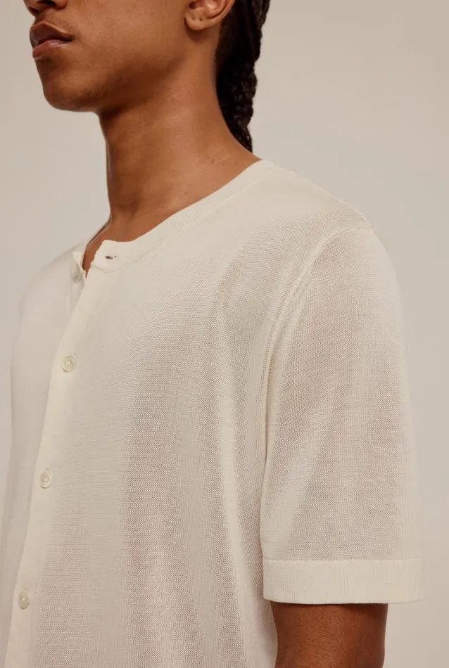 Man Venroy Knitwear Knitted Silk Short Sleeve Shirt
