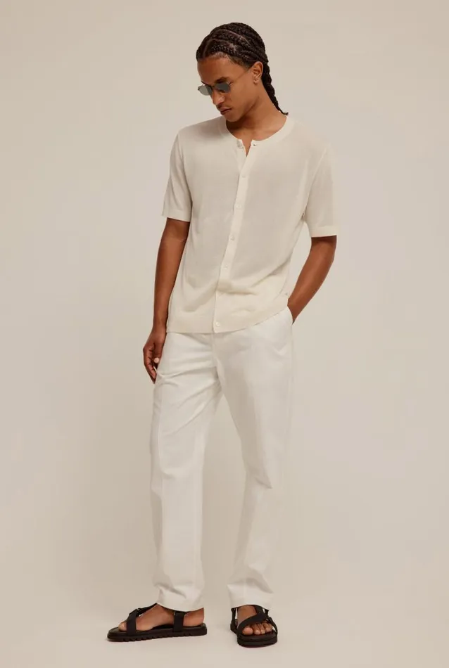 Man Venroy Knitwear Knitted Silk Short Sleeve Shirt