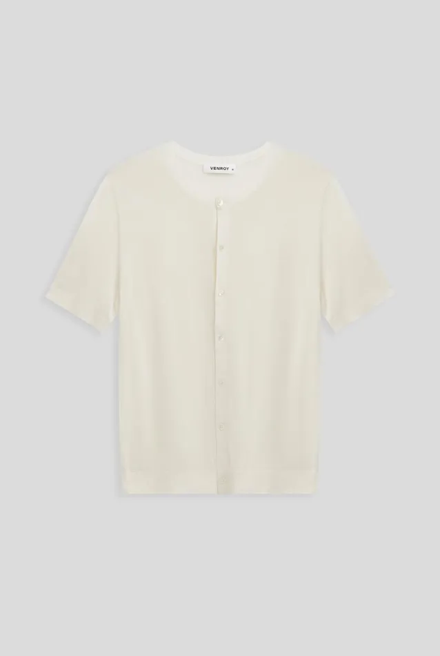 Man Venroy Knitwear Knitted Silk Short Sleeve Shirt