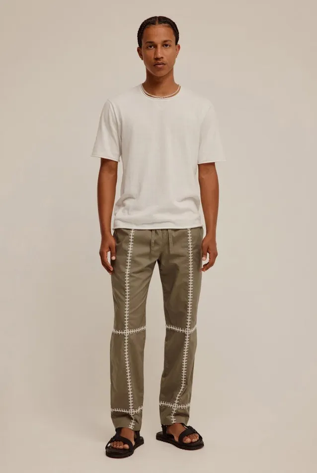 Man Venroy Pants Panelled Cotton Crochet Trouser