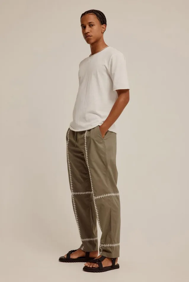 Man Venroy Pants Panelled Cotton Crochet Trouser