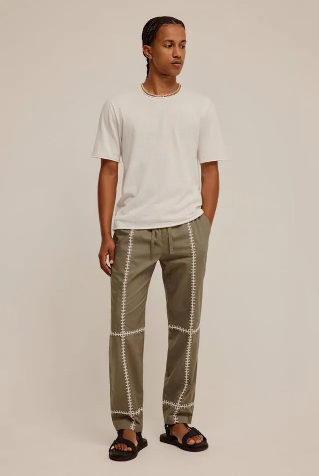 Man Venroy Pants Panelled Cotton Crochet Trouser