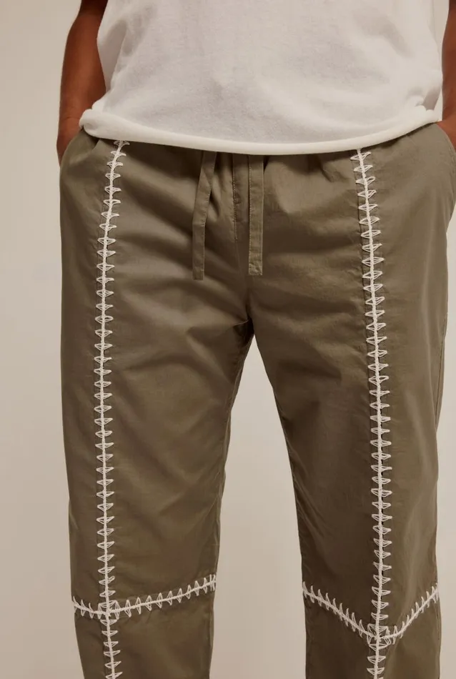 Man Venroy Pants Panelled Cotton Crochet Trouser