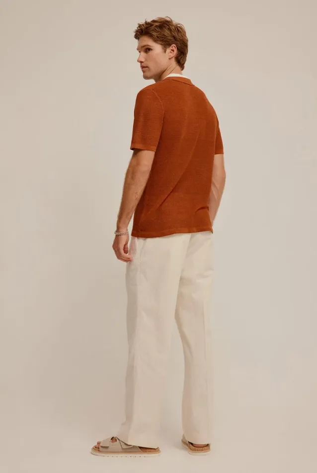 Man Venroy Polos Contrast Rib Knit Open Neck Polo