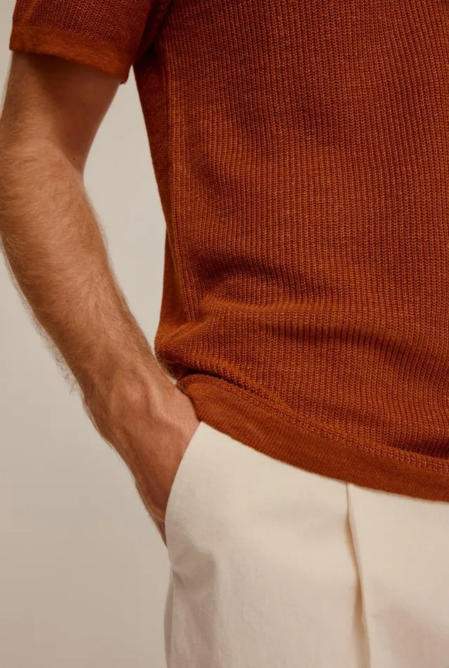 Man Venroy Polos Contrast Rib Knit Open Neck Polo