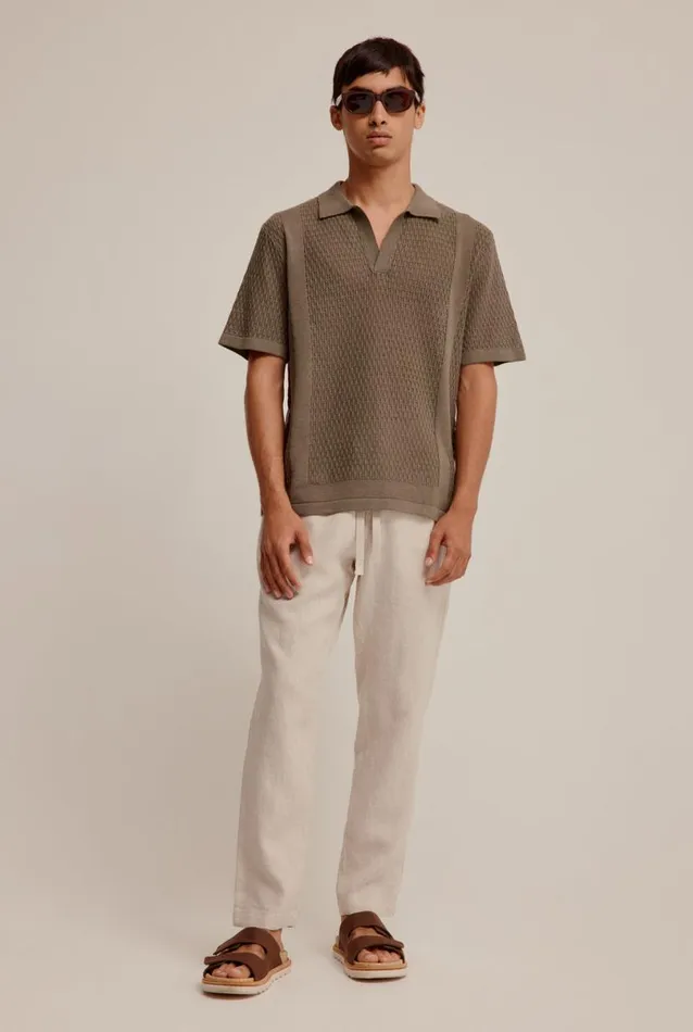 Man Venroy Polos Crochet Border Polo