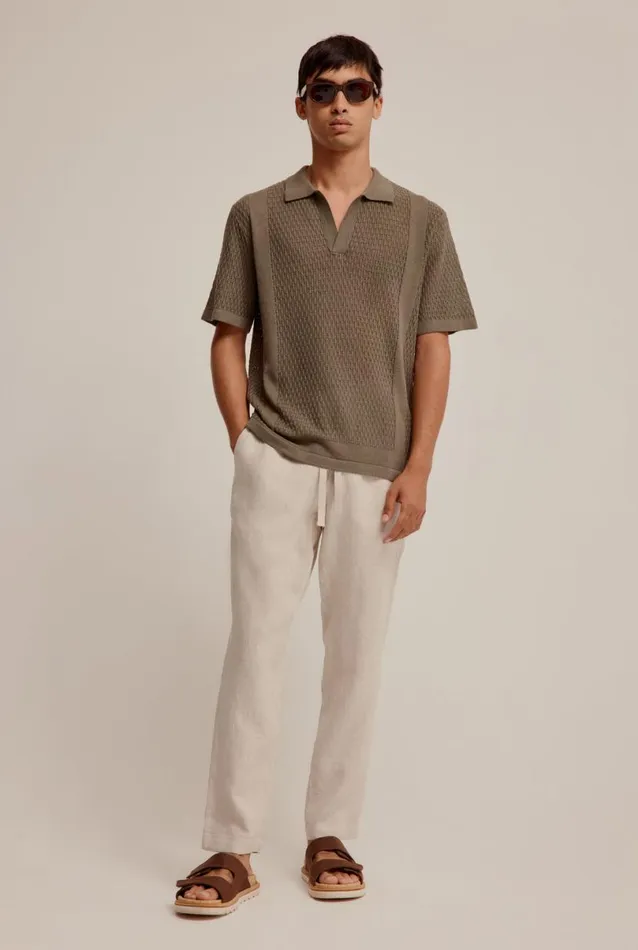 Man Venroy Polos Crochet Border Polo