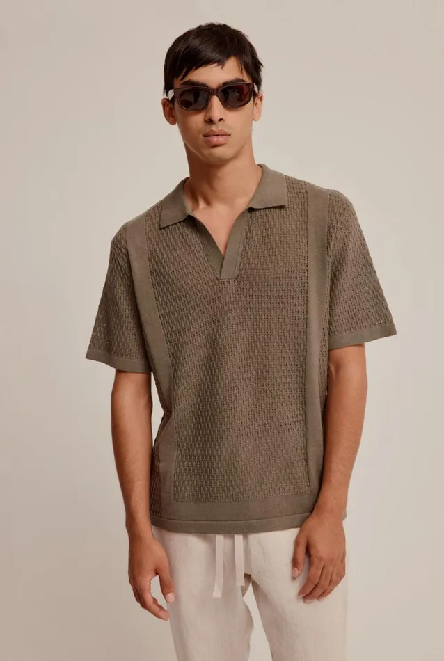 Man Venroy Polos Crochet Border Polo