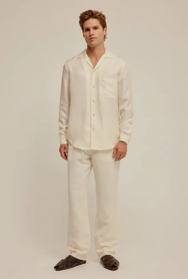 Man Venroy Shirts Long Sleeve Silk Twill Shirt