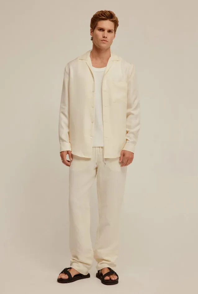 Man Venroy Shirts Long Sleeve Silk Twill Shirt