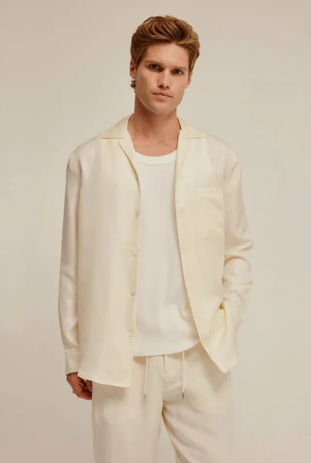 Man Venroy Shirts Long Sleeve Silk Twill Shirt