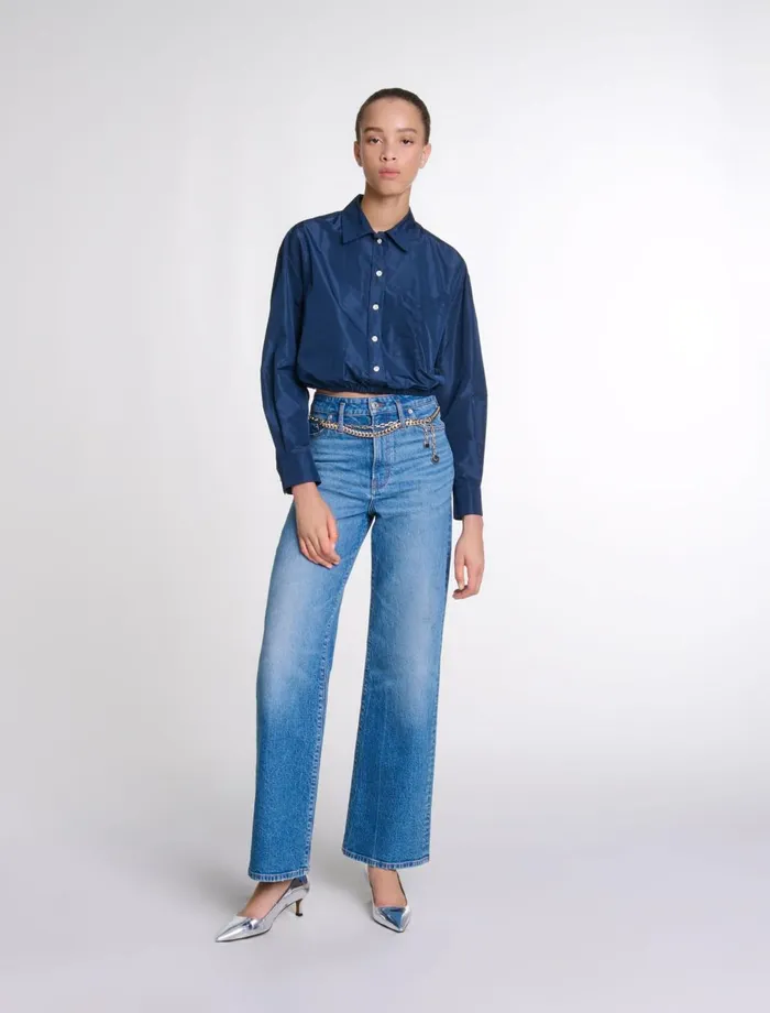 Matching Sets Women Maje Cropped Shirt Navy