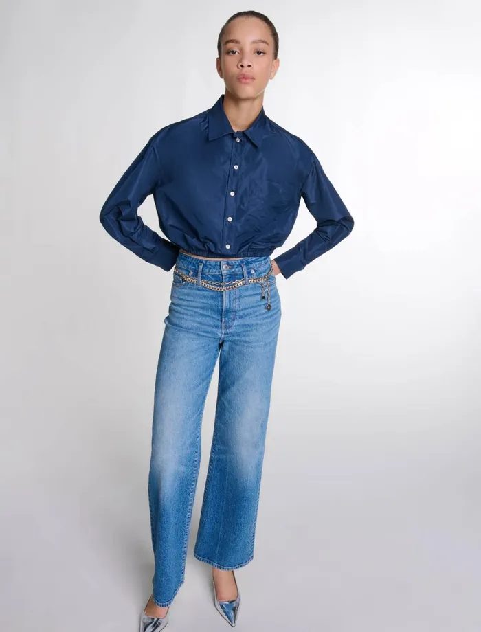 Matching Sets Women Maje Cropped Shirt Navy
