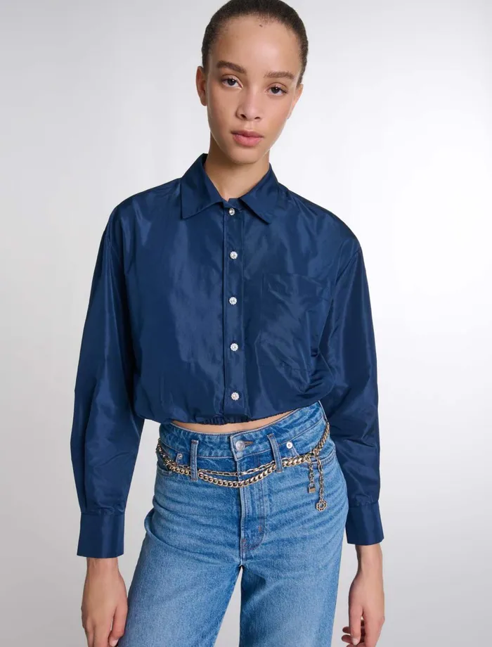 Matching Sets Women Maje Cropped Shirt Navy