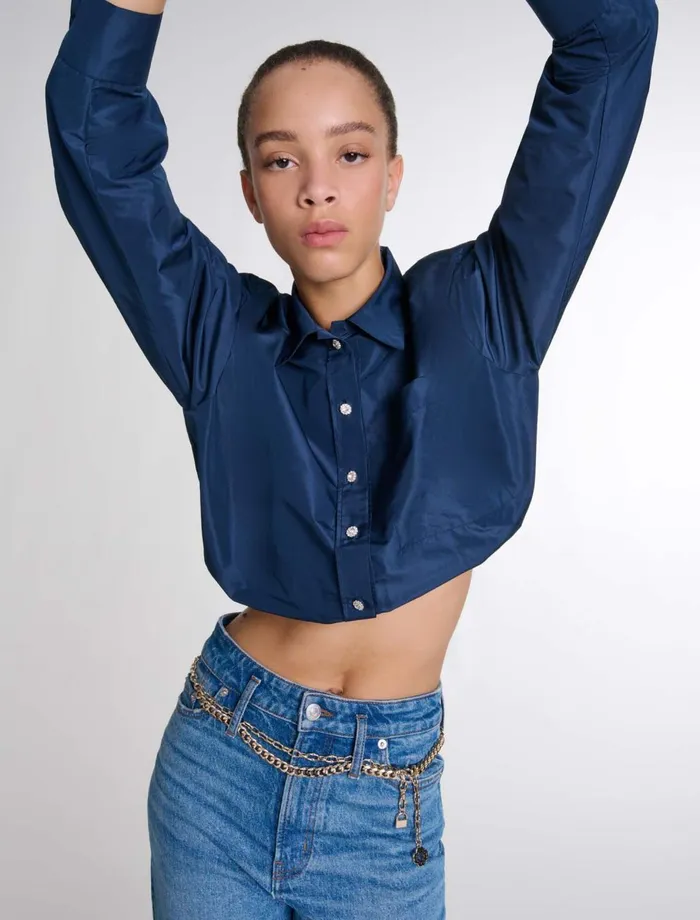 Matching Sets Women Maje Cropped Shirt Navy