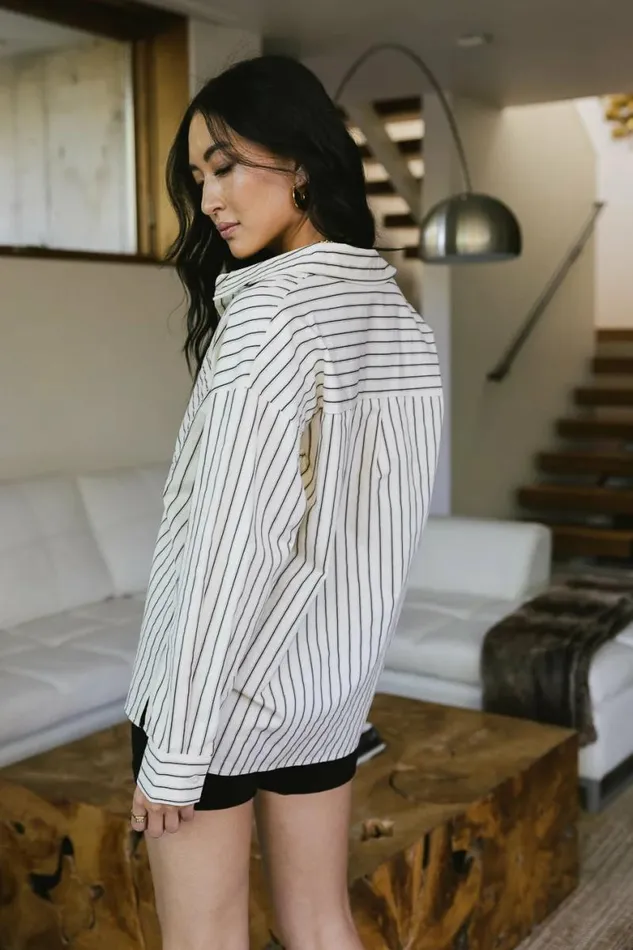 Matilda Striped Button Up In Cream Cream Women Bohme Tops