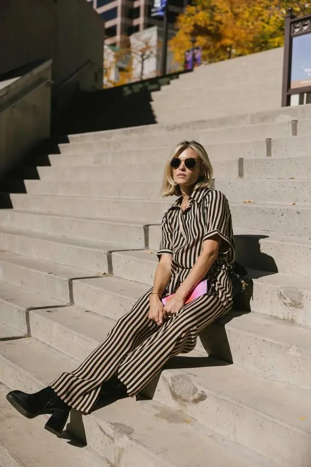 Max Striped Button Up Black Women Bohme Tops