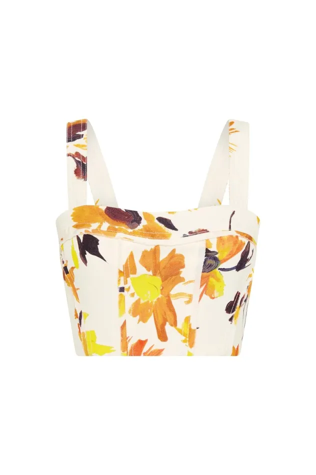 Meadow Panelled Bustier Top Pressed Sunflowers Women Aje Tops