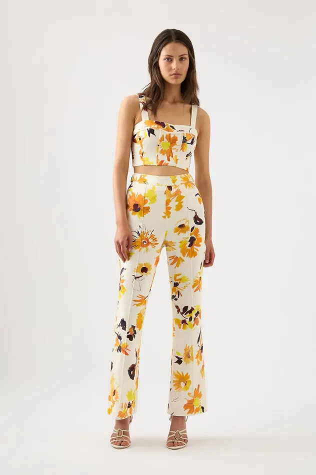 Meadow Panelled Bustier Top Pressed Sunflowers Women Aje Tops