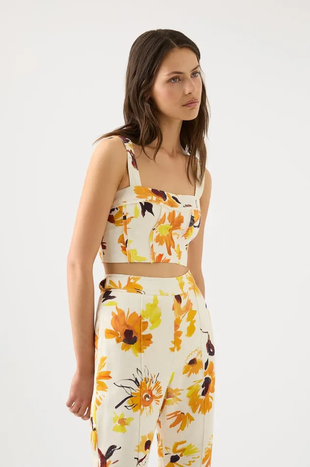 Meadow Panelled Bustier Top Pressed Sunflowers Women Aje Tops