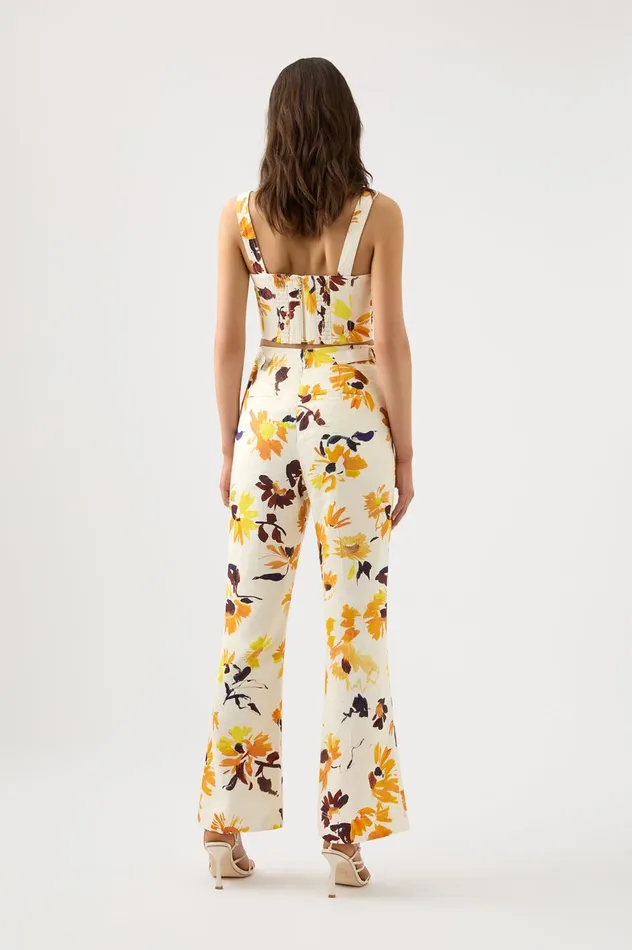 Meadow Panelled Bustier Top Pressed Sunflowers Women Aje Tops
