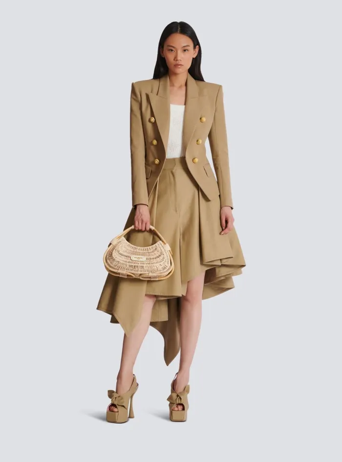 Medium Jolie Madame Wicker Basket Bag Beige Women Balmain Handbags