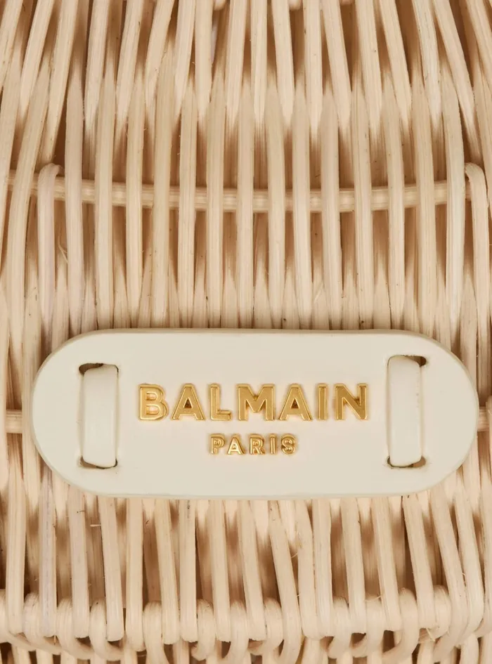 Medium Jolie Madame Wicker Basket Bag Beige Women Balmain Handbags