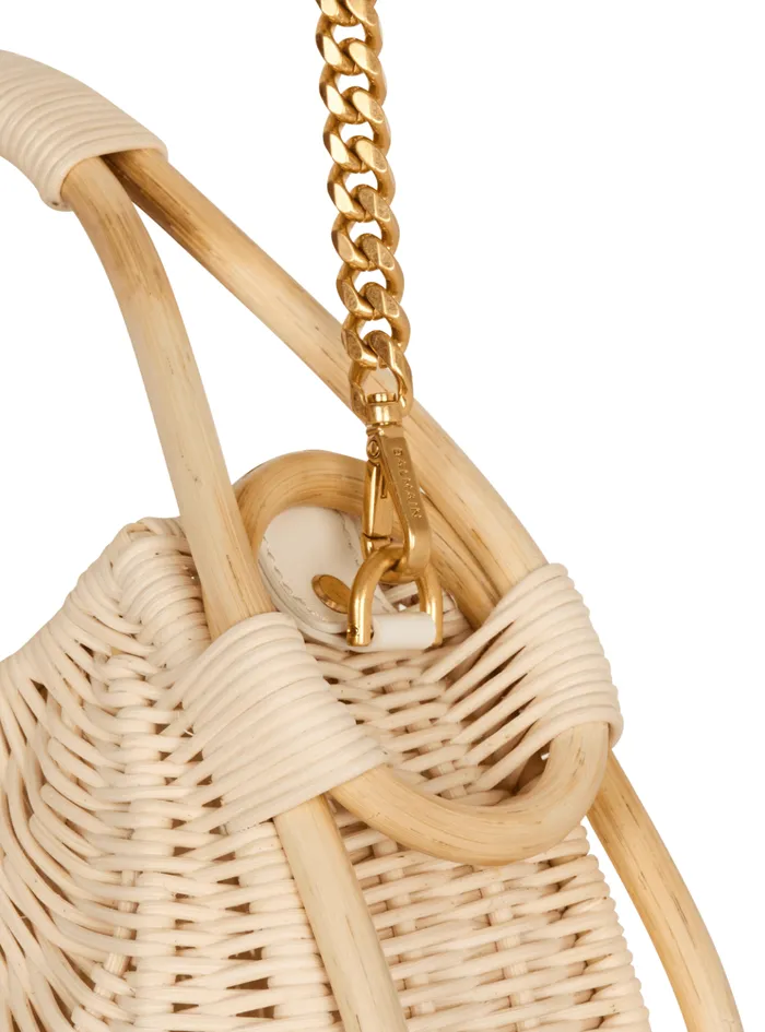 Medium Jolie Madame Wicker Basket Bag Beige Women Balmain Handbags