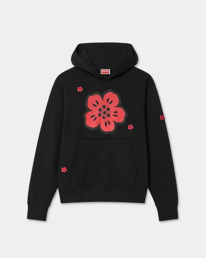 Men 039Boke Flower039 Embroidered Hoodie In Cotton Black Kenzo Sweatshirts And Hoodies